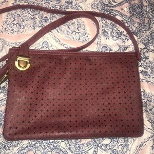 Burgundy faux leather crossbody purse